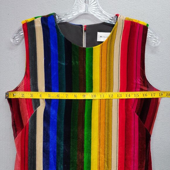 MILLY GINA RAINBOW VELVET SHIFT DRESS, SIZE 4 - Picture 7 of 8